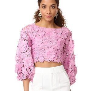 Milly 3D Floral embroidered Crop Top